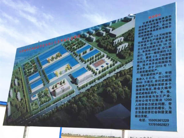 Nova fabriko de manĝaĵoj por dorlotbestoj en Gansu komencis konstrui